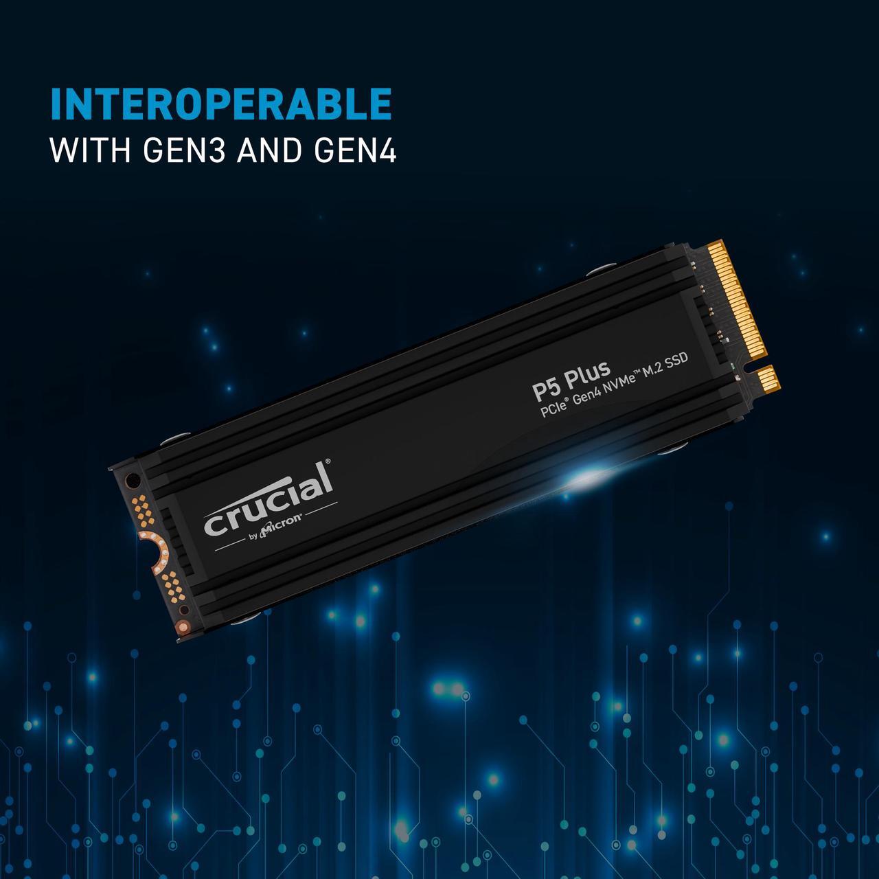 Alt view image 6 of 6 - Crucial P5 Plus M.2 2280 2TB with Heatsink PCI-Express 4.0 x4 NVMe 3D NAND Internal Solid State Drive (SSD) CT2000P5PSSD5