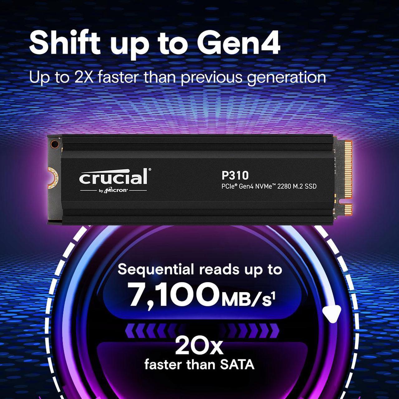 Alt view image 2 of 7 - Crucial P310 M.2 2280 2TB PCI-Express 4.0 x4 3D NAND Internal Solid State Drive (SSD) CT2000P310SSD5