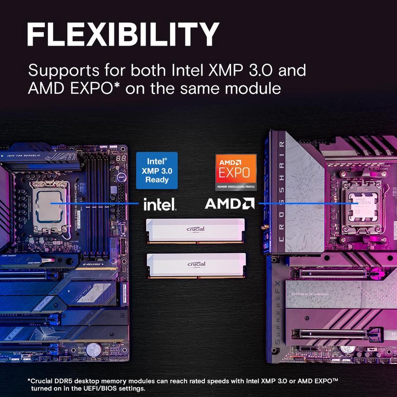Alt view image 2 of 5 - Crucial Pro Overclocking 64GB (2 x 32GB) DDR5 6000 (PC5 48000) Desktop Memory Model CP2K32G60C40U5W
