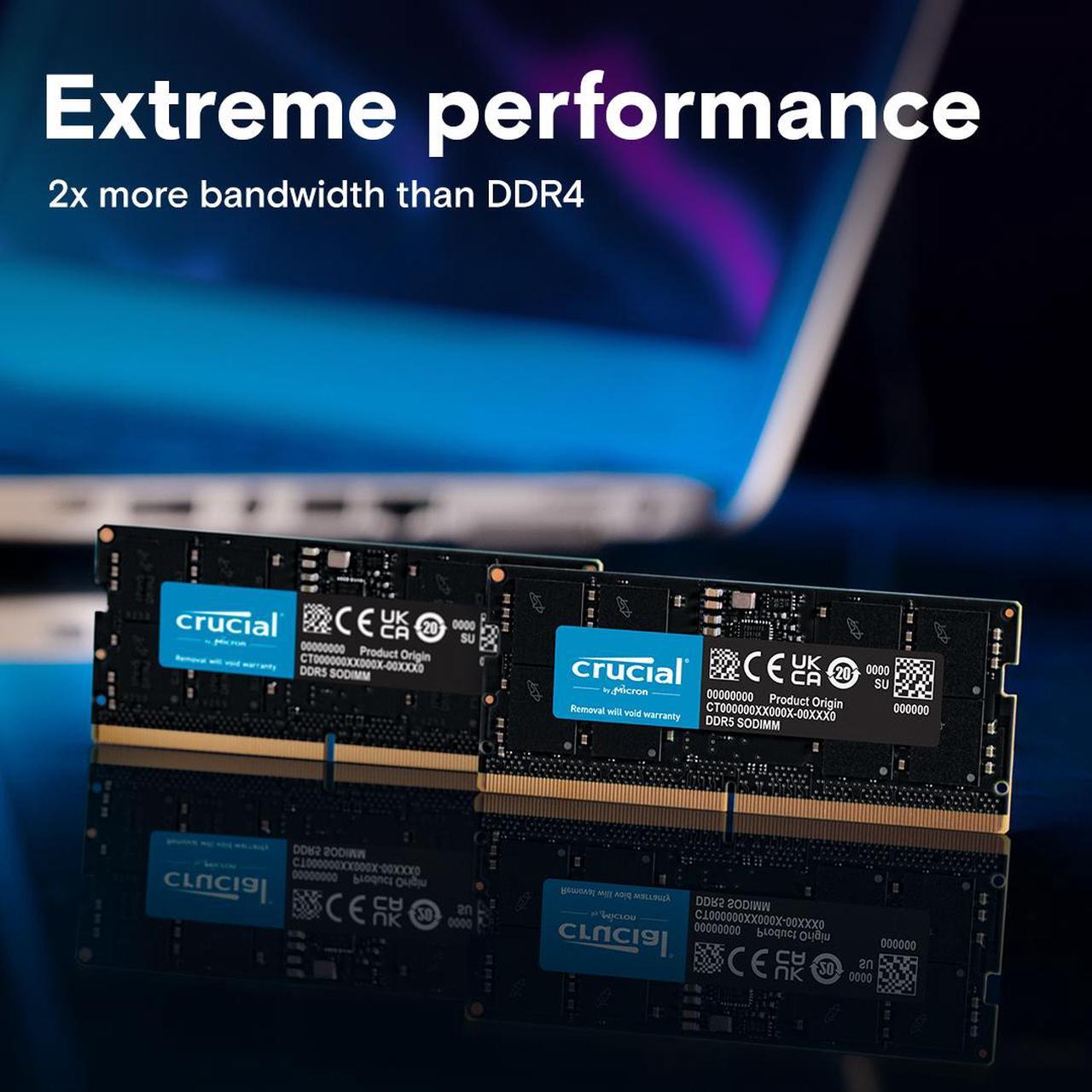 Alt view image 2 of 6 - Crucial 128GB (2 x 64GB) 262-Pin DDR5 SO-DIMM DDR5 5600 (PC5 44800) Laptop Memory Model CT2K64G56C46S5