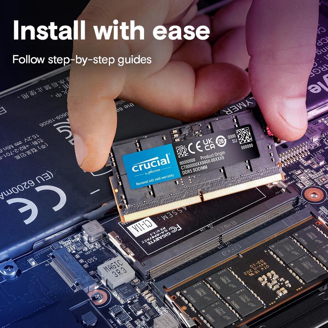 Alt view image 6 of 6 - Crucial 128GB (2 x 64GB) 262-Pin DDR5 SO-DIMM DDR5 5600 (PC5 44800) Laptop Memory Model CT2K64G56C46S5