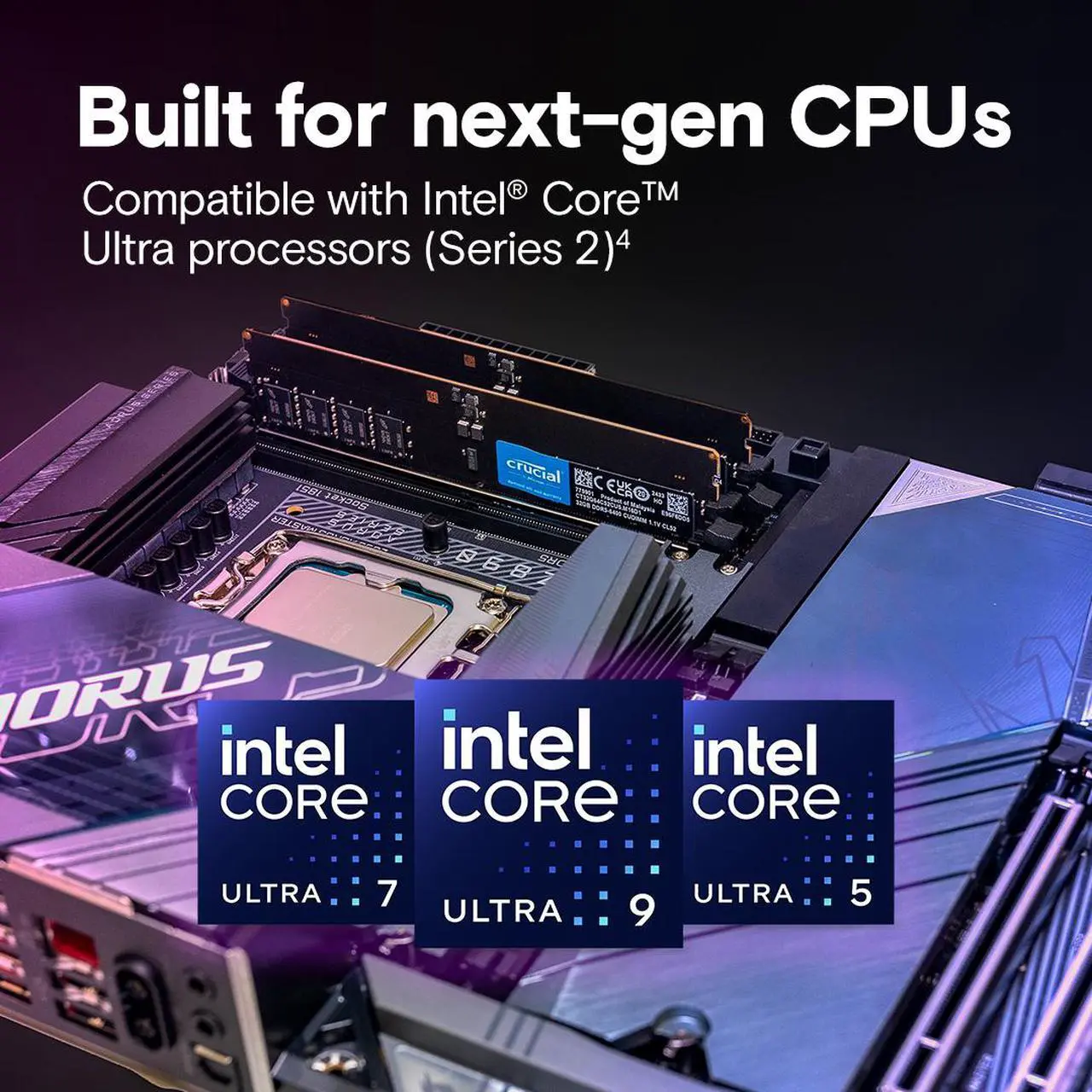 Alt view image 3 of 6 - Crucial 64GB (2 x 32GB) 288-Pin PC RAM DDR5 6400 (PC5 51200) Desktop Memory Model CT2K32G64C52CU5