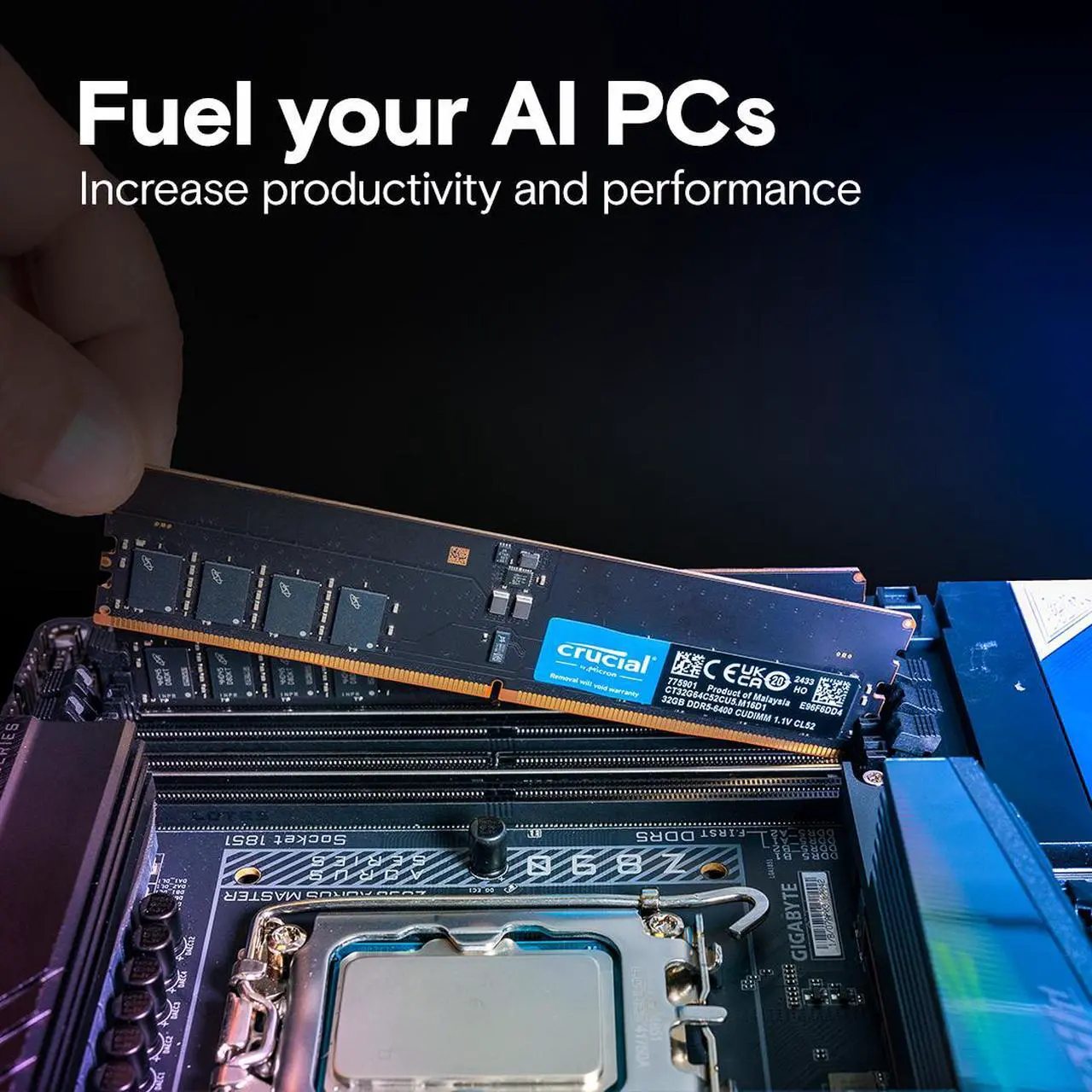 Alt view image 6 of 6 - Crucial 64GB (2 x 32GB) 288-Pin PC RAM DDR5 6400 (PC5 51200) Desktop Memory Model CT2K32G64C52CU5