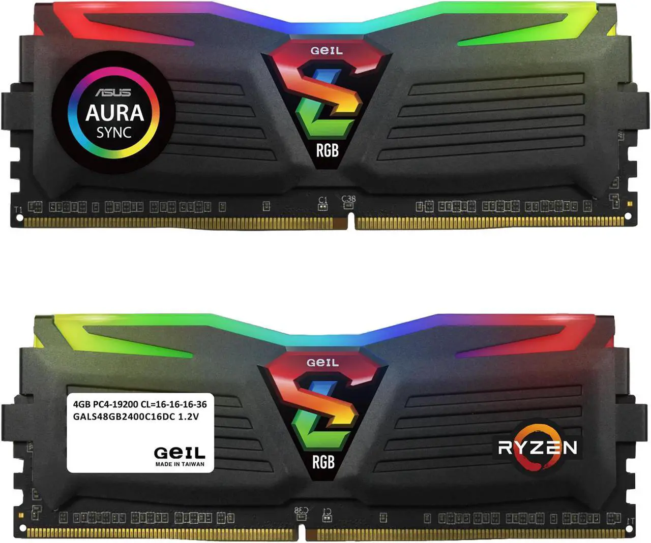 Alt view image 2 of 3 - GeIL SUPER LUCE RGB SYNC AMD Edition 8GB (2 x 4GB) DDR4 2400 (PC4 19200) Desktop Memory Model GALS48GB2400C16DC