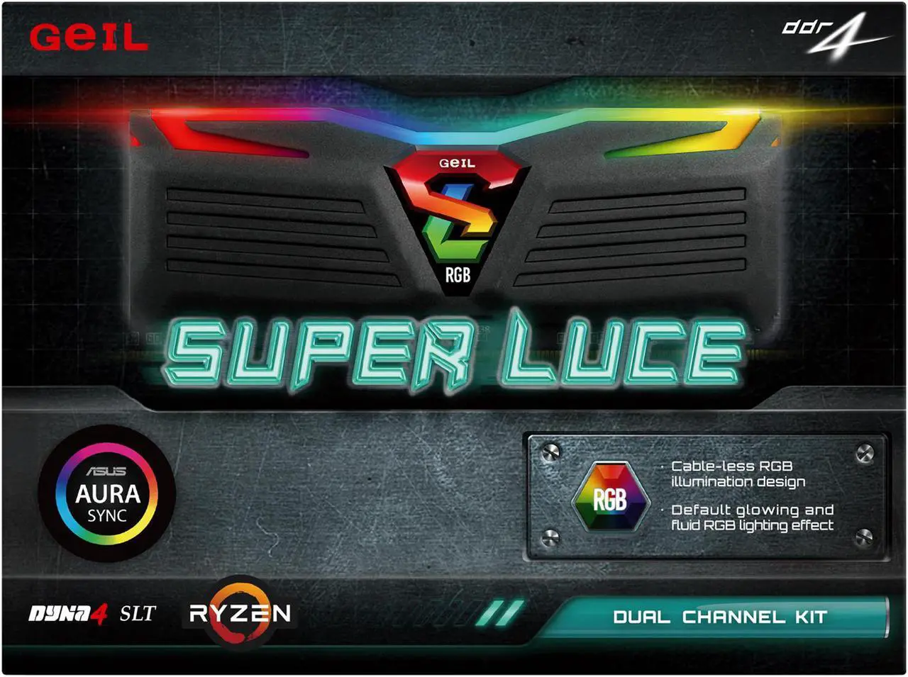 Alt view image 3 of 3 - GeIL SUPER LUCE RGB SYNC AMD Edition 8GB (2 x 4GB) DDR4 2400 (PC4 19200) Desktop Memory Model GALS48GB2400C16DC