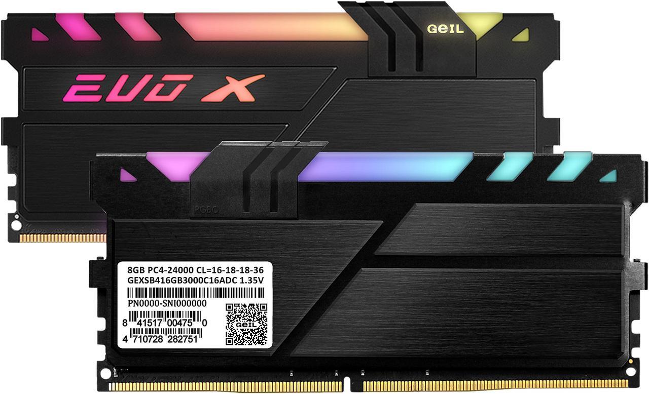 GeIL EVO X II 16GB (2 x 8GB) DDR4 3600 (PC4 28800) Desktop Memory Model GEXSB416GB3600C18BDC