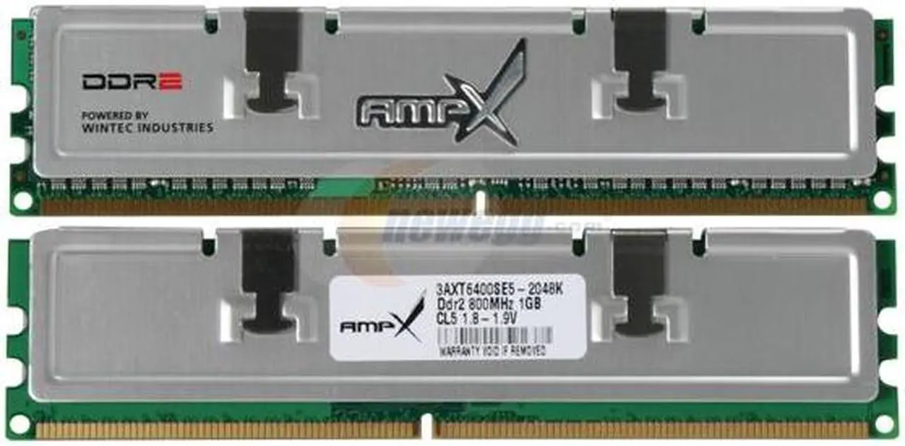 Alt view image 2 of 3 - Wintec AMPX 2GB (2 x 1GB) DDR2 800 (PC2 6400) Dual Channel Kit Desktop Memory Model 3AXT6400SE5-2048K