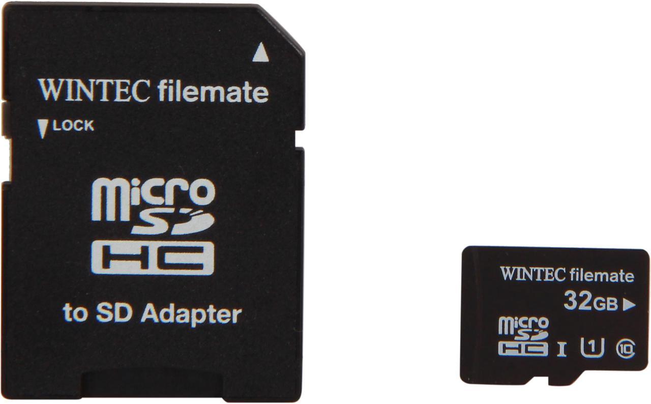 Wintec Filemate Professional Plus 32GB microSDHC Flash Card with  Adapter Model 3FMUSD32GU1PI-R