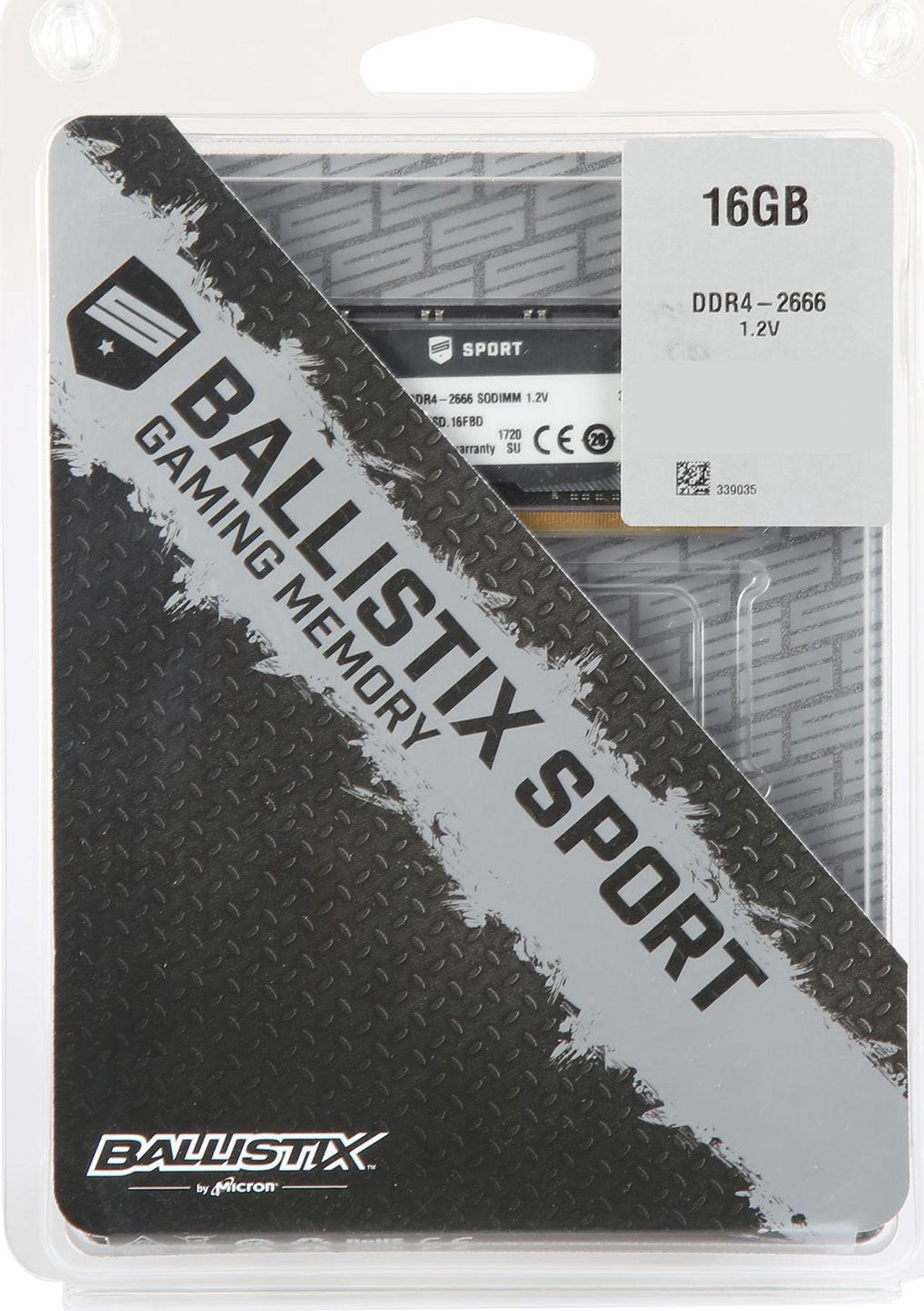 Alt view image 6 of 6 - Crucial Ballistix Sport LT 2666 MHz DDR4 DRAM Laptop Gaming Memory Single 16GB CL16 BLS16G4S26BFSD (Gray)