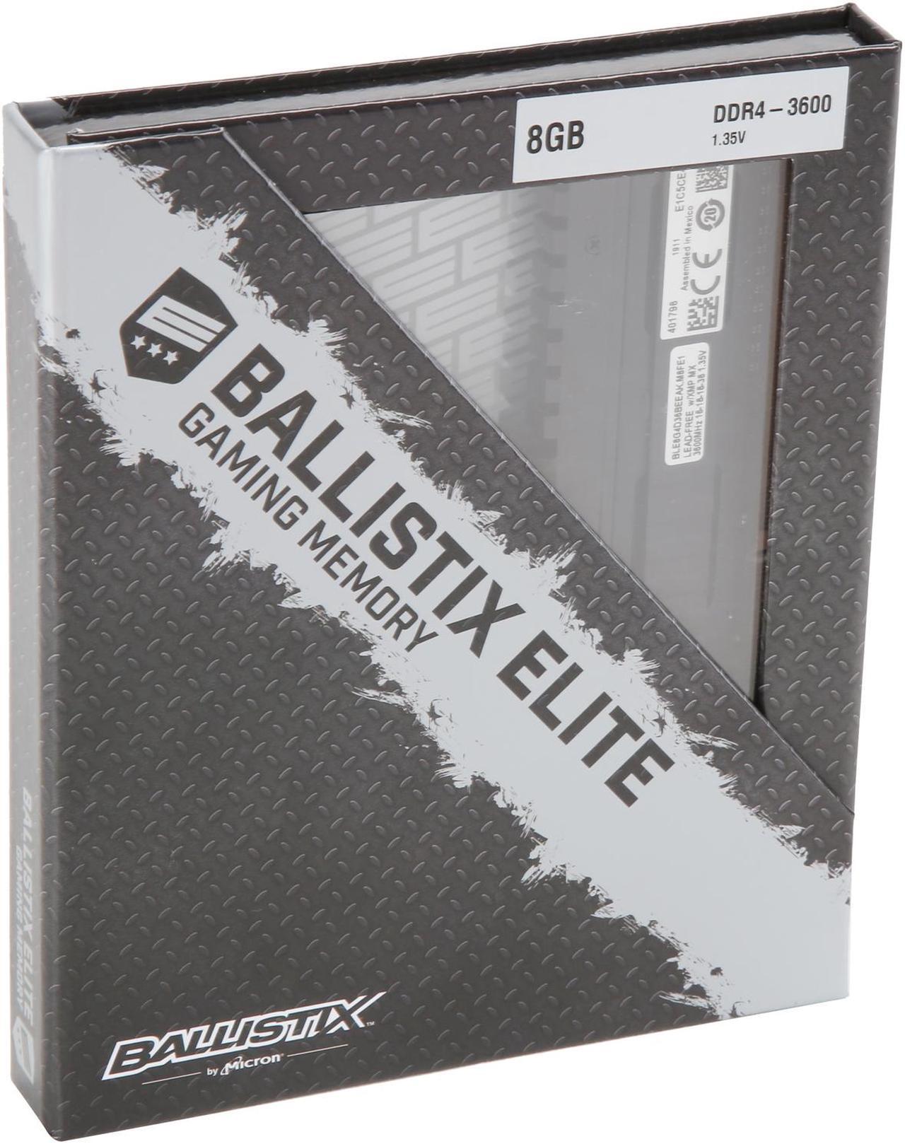 Alt view image 6 of 6 - Crucial Ballistix Elite 3600 MHz DDR4 DRAM Desktop Gaming Memory Single 8GB CL16 BLE8G4D36BEEAK