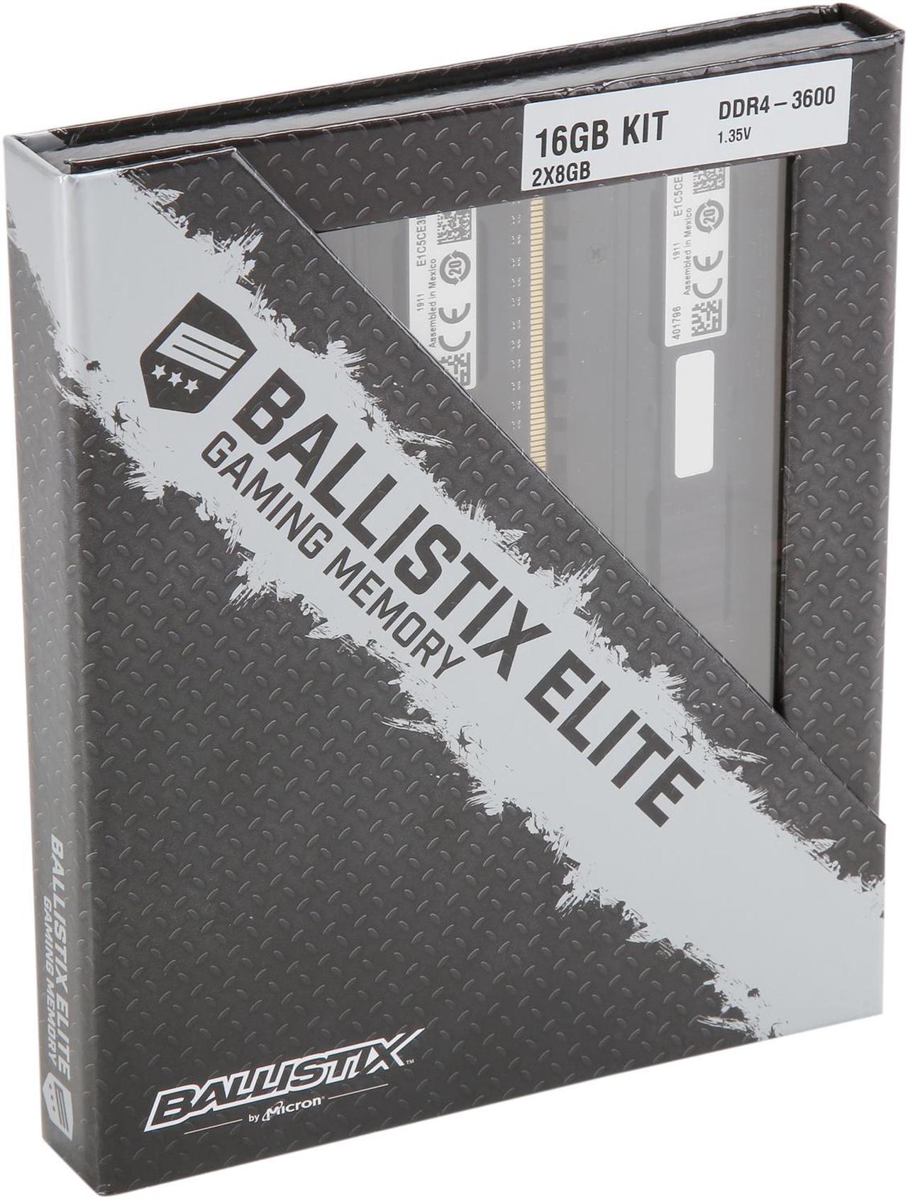 Alt view image 6 of 6 - Crucial Ballistix Elite 3600 MHz DDR4 DRAM Desktop Gaming Memory Kit 16GB (8GBx2) CL16 BLE2K8G4D36BEEAK