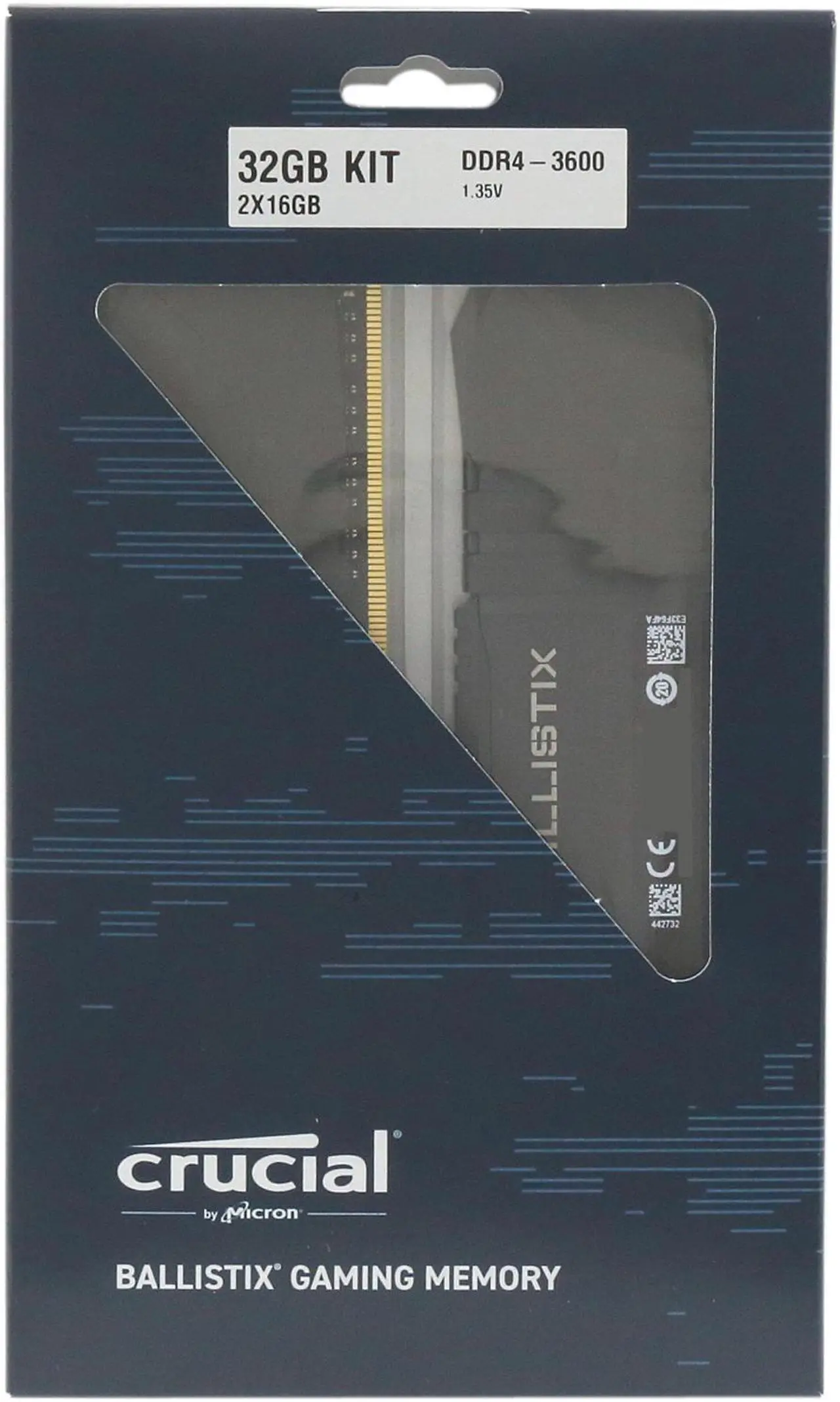 Alt view image 3 of 3 - Crucial Ballistix 3600 MHz DDR4 DRAM Desktop Gaming Memory Kit 32GB (16GBx2) CL16 BL2K16G36C16U4B (BLACK)