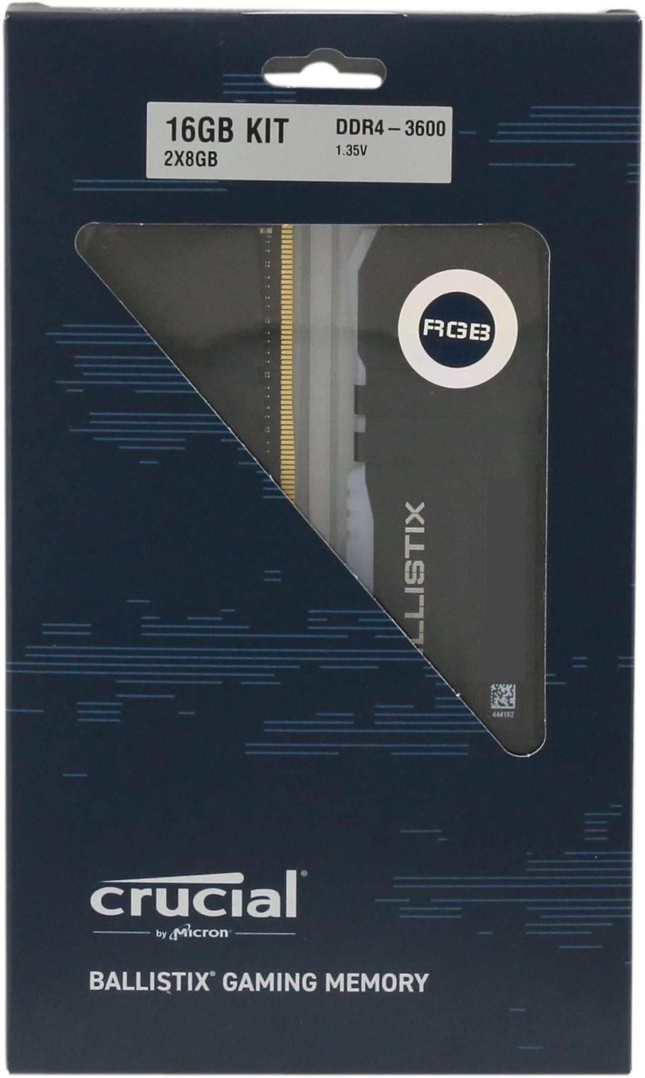 Alt view image 3 of 3 - Crucial Ballistix RGB 3600 MHz DDR4 DRAM Desktop Gaming Memory Kit 16GB (8GBx2) CL16 BL2K8G36C16U4BL (BLACK)