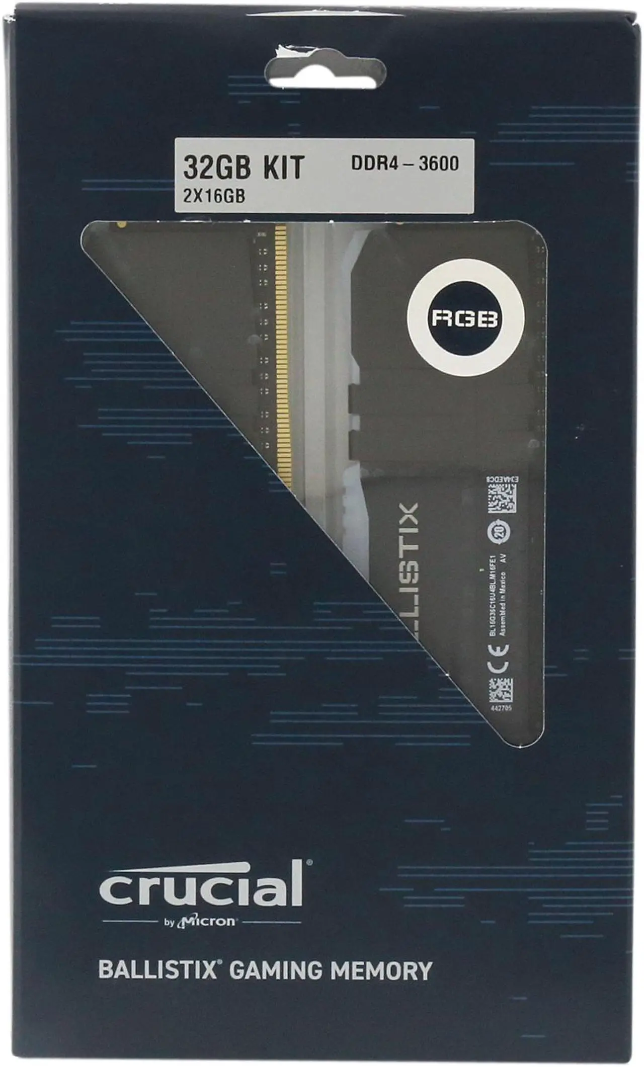 Alt view image 3 of 3 - Crucial Ballistix RGB 3600 MHz DDR4 DRAM Desktop Gaming Memory Kit 32GB (16GBx2) CL16 BL2K16G36C16U4BL (BLACK)