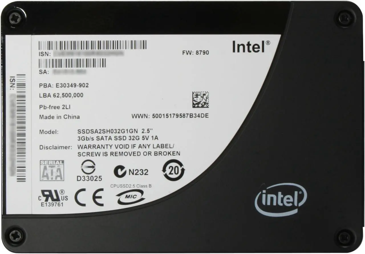 Alt view image 2 of 4 - Intel X25-E SSDSA2SH032G1 2.5" 32GB SATA II SLC Enterprise Solid State Disk - OEM