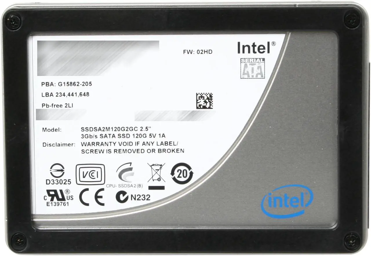 Alt view image 3 of 6 - Intel X25-M 2.5" 120GB SATA II MLC Internal Solid State Drive (SSD) SSDSA2MH120G2K5