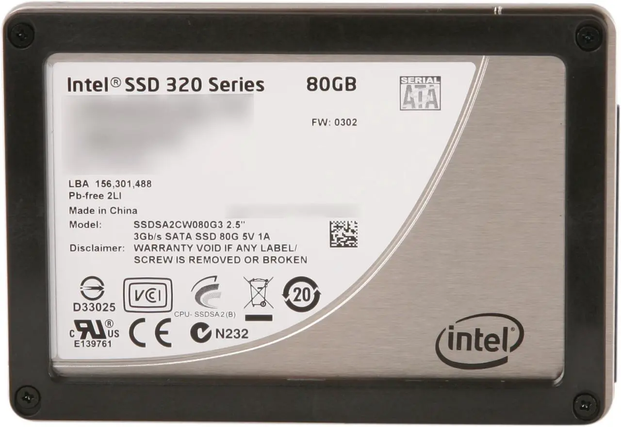 Alt view image 2 of 5 - Intel 320 Series 2.5" 80GB SATA II MLC Internal Solid State Drive (SSD) SSDSA2CW080G310