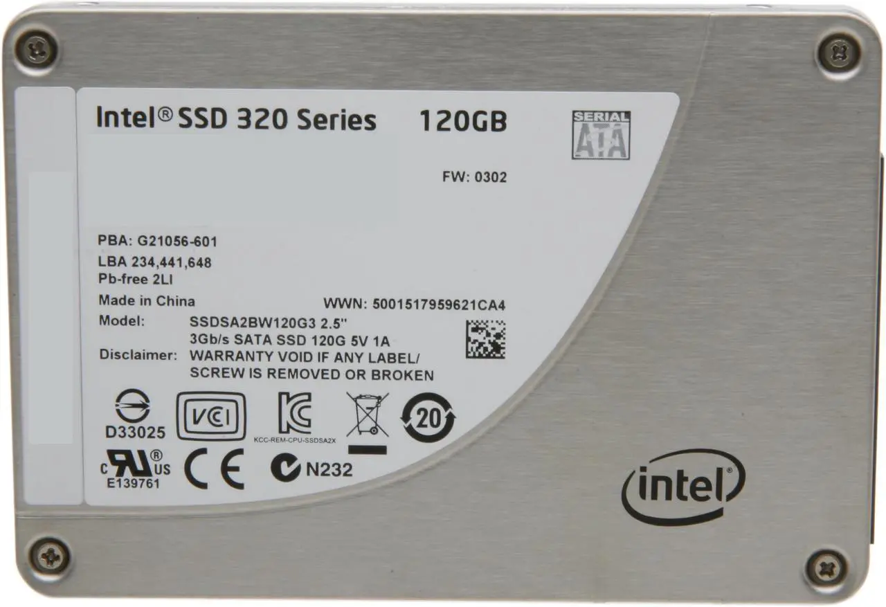 Alt view image 2 of 5 - Intel 320 Series 2.5" 120GB SATA II MLC Internal Solid State Drive (SSD) SSDSA2BW120G301