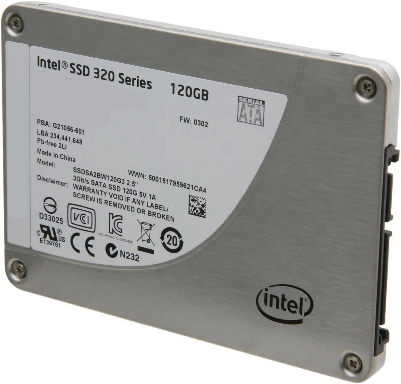 Alt view image 3 of 5 - Intel 320 Series 2.5" 120GB SATA II MLC Internal Solid State Drive (SSD) SSDSA2BW120G301