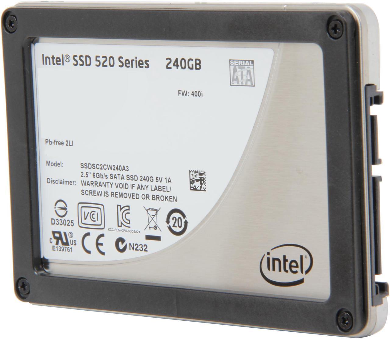 Alt view image 2 of 6 - Intel 520 Series Cherryville 2.5" 240GB SATA III MLC Internal Solid State Drive (SSD) SSDSC2CW240A3K5