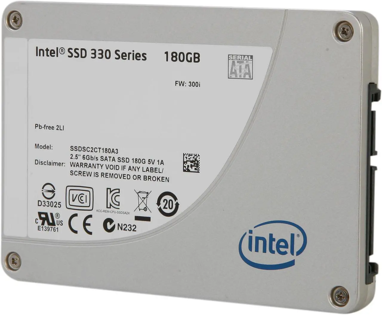 Alt view image 2 of 6 - Intel 330 Series Maple Crest 2.5" 180GB SATA III MLC Internal Solid State Drive (SSD) SSDSC2CT180A3K5