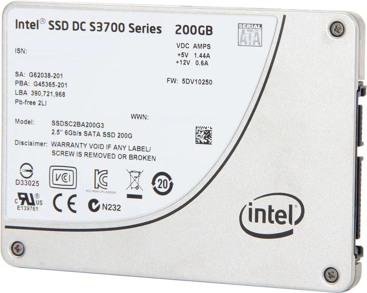 Main image of Intel DC S3700 Series Taylorsville SSDSC2BA200G301 2.5" 200GB SATA III MLC Internal Solid State Drive (SSD)
