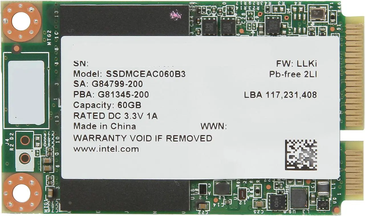 Main image of Intel 525 Series Lincoln Crest SSDMCEAC060B301 mSATA 60GB SATA III MLC Internal Solid State Drive (SSD)