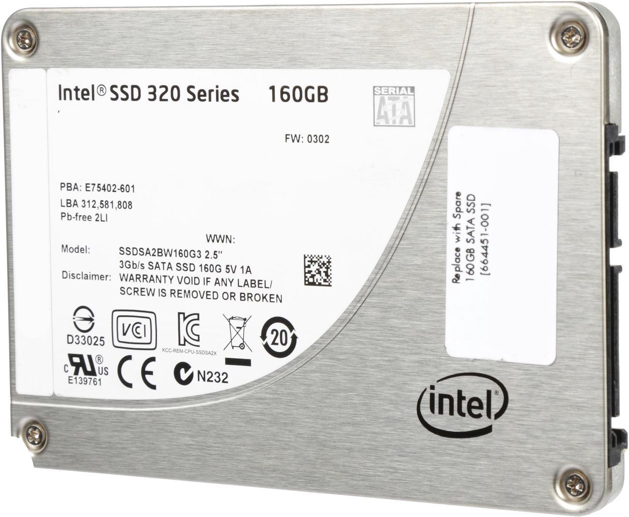 Intel 320 Series 2.5" 160GB SATA II MLC Internal Solid State Drive (SSD) SSDSA2BW160G3H (Recertified)