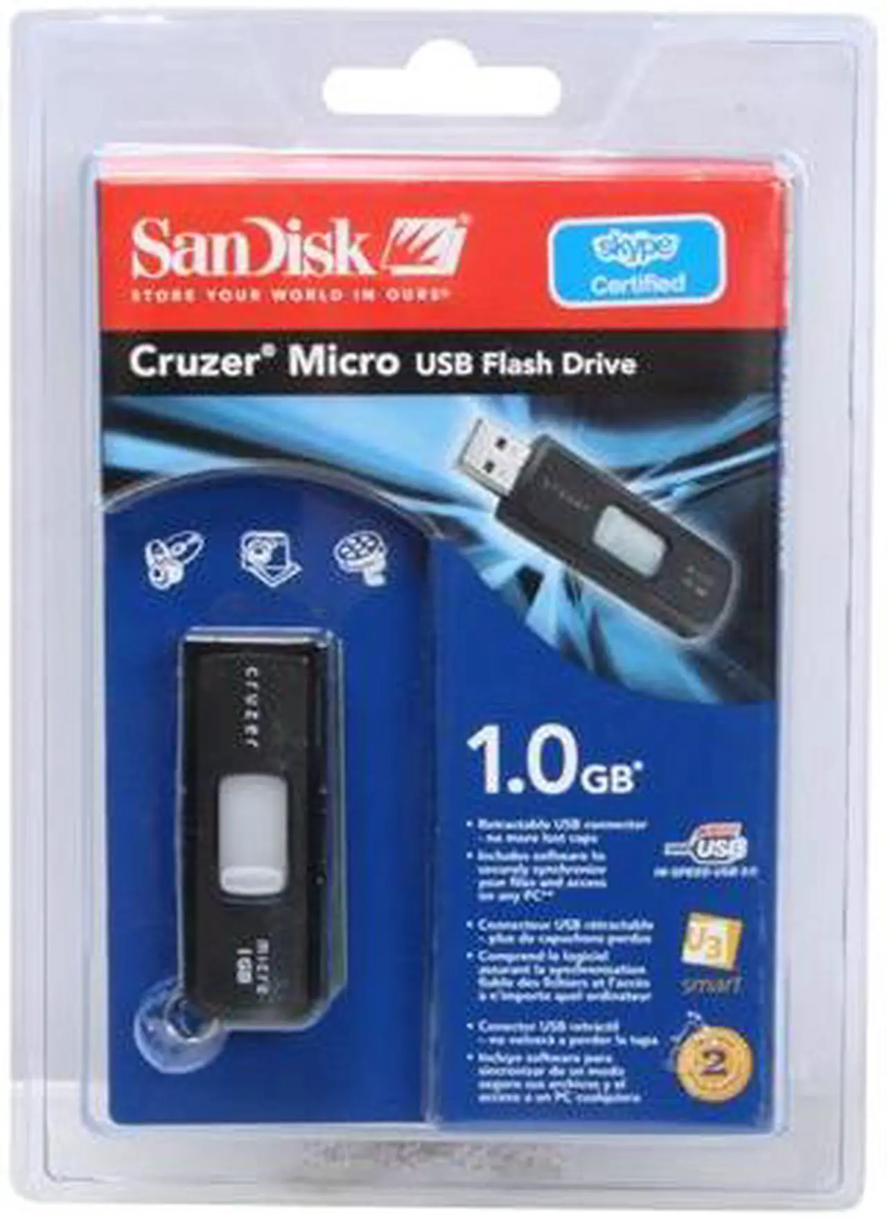 Alt view image 3 of 4 - SanDisk Cruzer Micro U3 1GB Flash Drive (USB2.0 Portable) SDCZ6-1024-A10