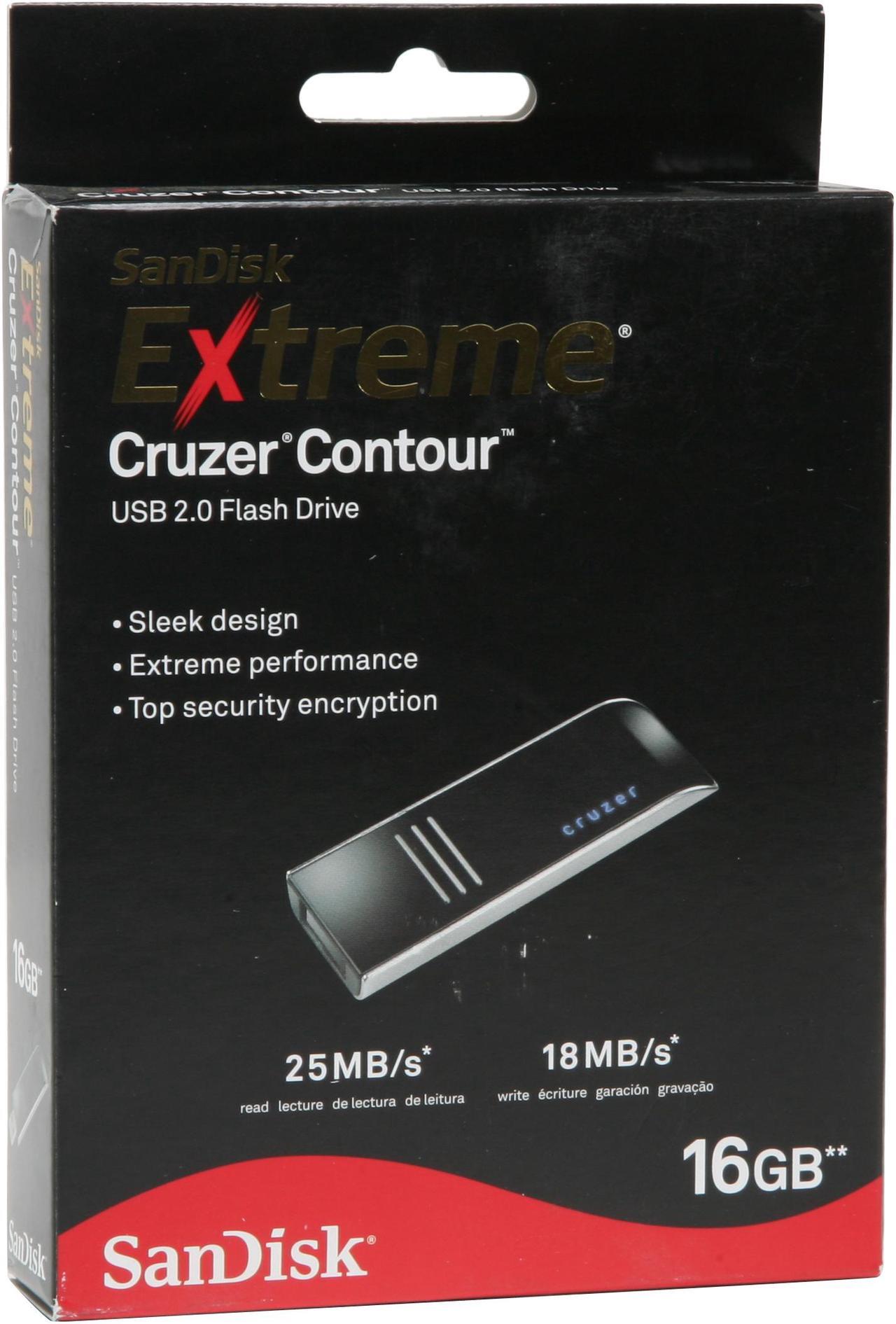 Alt view image 5 of 5 - SanDisk Extreme Cruzer Contour 16GB Flash Drive (USB2.0 Portable) AES Encryption SDCZ8-016G-A75