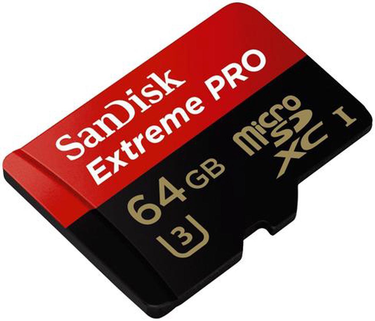 Alt view image 2 of 4 - SanDisk 64GB Extreme PRO microSDXC UHS-I/U3 Class 10 Memory Card with Adapter, Speed Up to 95MB/s (SDSDQXP-064G-G46A)