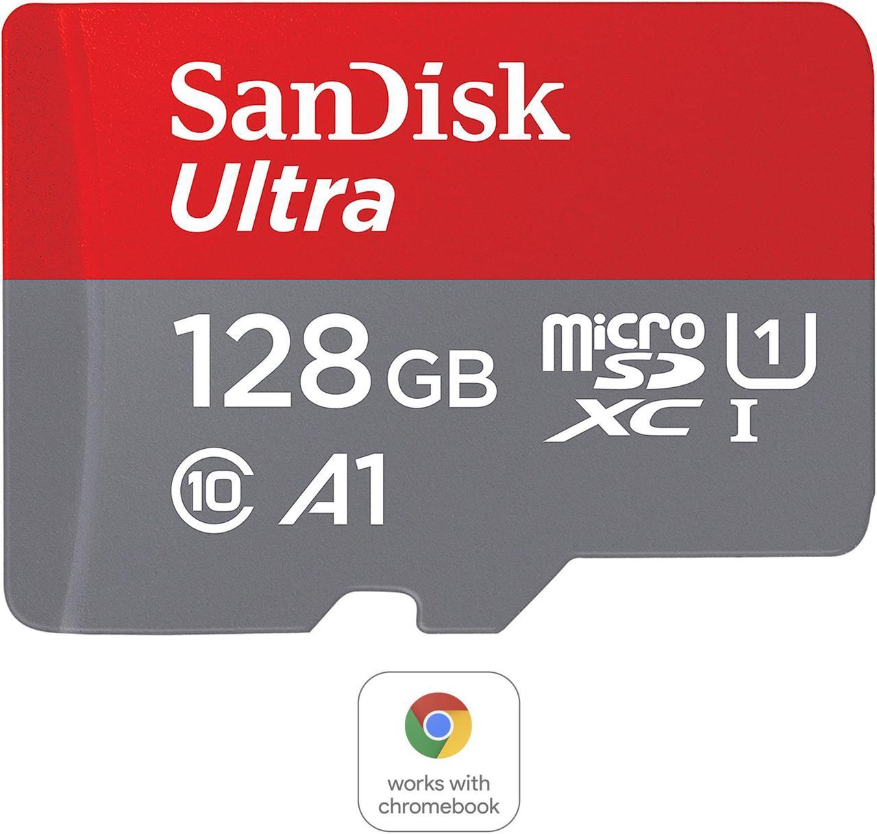 SanDisk 128GB Ultra microSDXC A1 UHS-I/U1 Class 10 Memory Card with Adapter, Speed Up to 100MB/s (SDSQUAR-128G-GN6MA)