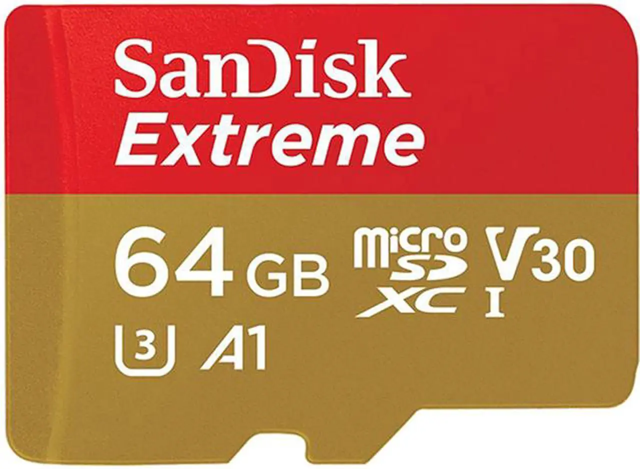 Main image of SanDisk 64GB Extreme microSDXC V30 A1 UHS-I/U3 Memory Card with Adapter, Speed Up to 100MB/s (SDSQXAF-064G-GN6MA)