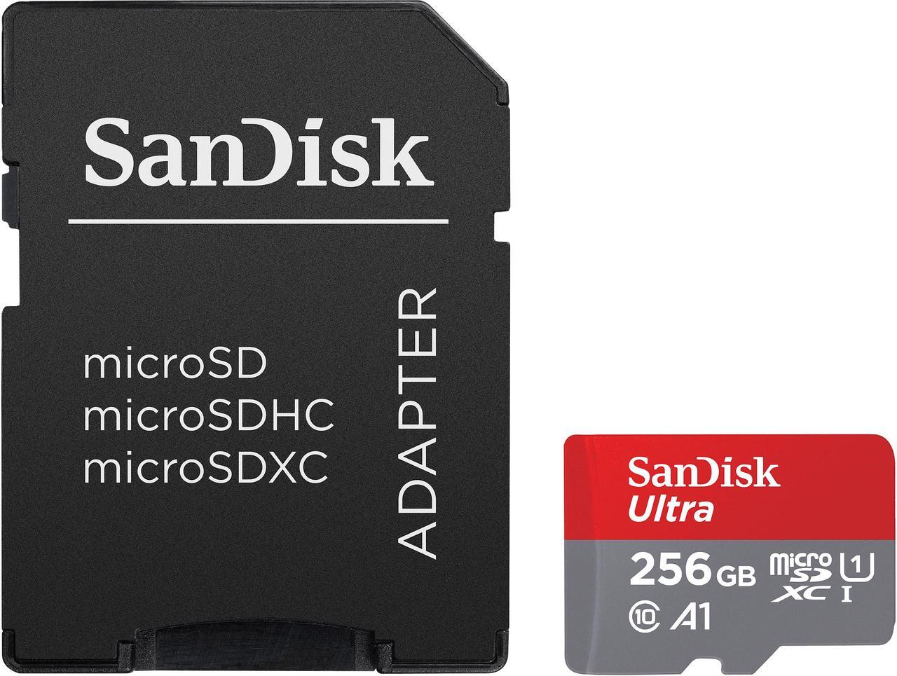 Alt view image 2 of 3 - SanDisk 256GB Ultra microSDXC A1 UHS-I/U1 Class 10 Memory Card with Adapter, Speed Up to 100MB/s (SDSQUAR-256G-GN6MA)
