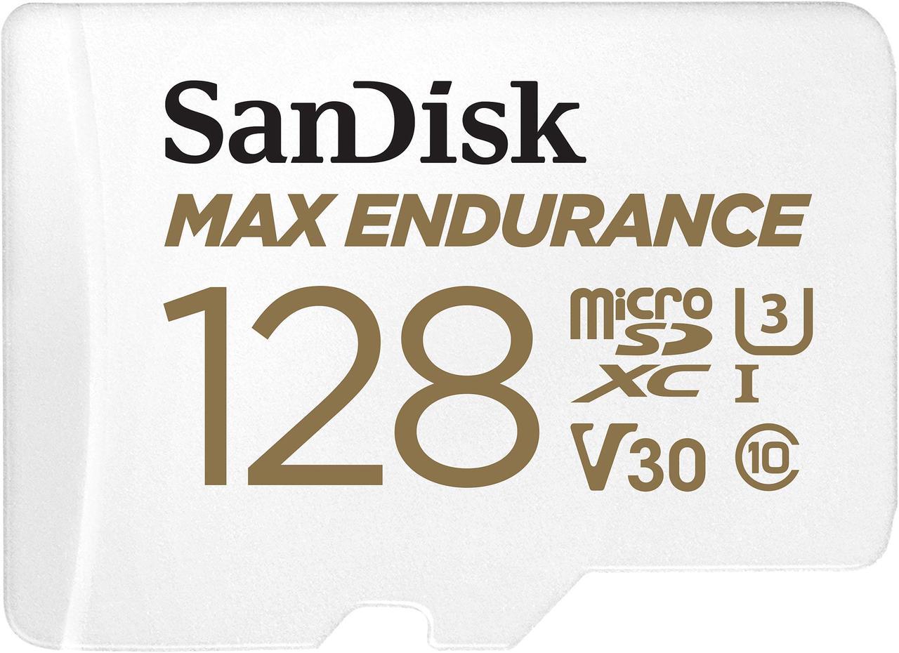 SanDisk 128GB MAX ENDURANCE microSDXC, U3, V30, Memory Card with Adapter for Home Security Cameras and Dash Cams, Speed up to 100MB/s (SDSQQVR-128G-GN6IA)