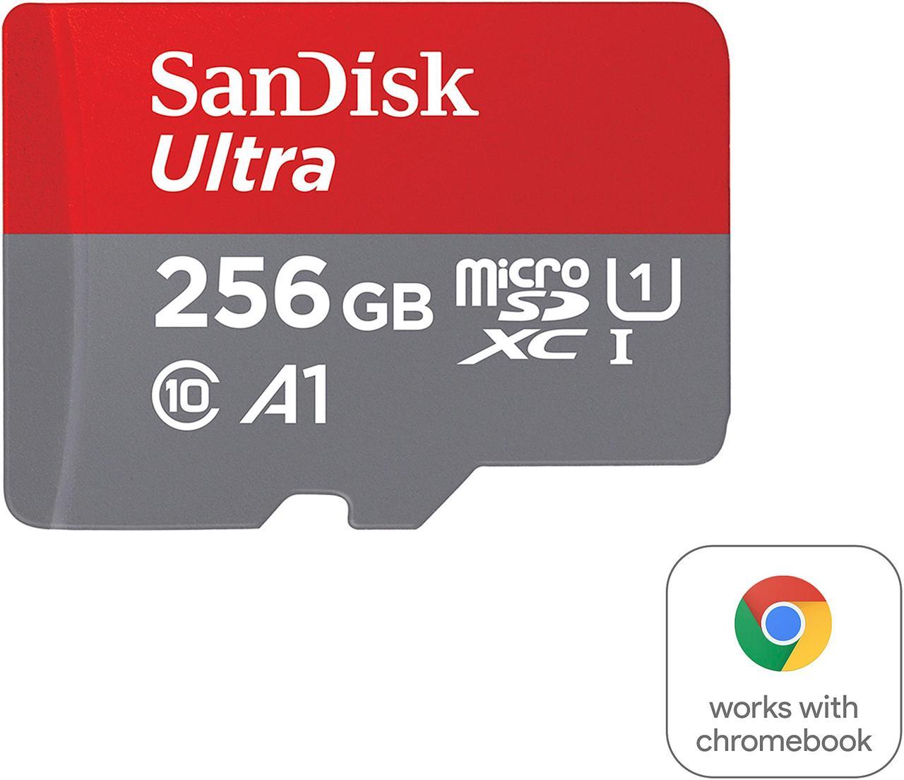 SanDisk 256GB Ultra microSDXC A1 UHS-I/U1 Class 10 Memory Card for Chromebook, Speed Up to 120MB/s (SDSQUA4-256G-GN6FA)