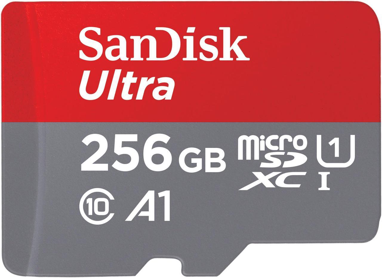 SanDisk 256GB Ultra microSDXC A1 UHS-I/U1 Class 10 Memory Card with Adapter, Speed Up to 150MB/s (SDSQUAC-256G-GN6MA)