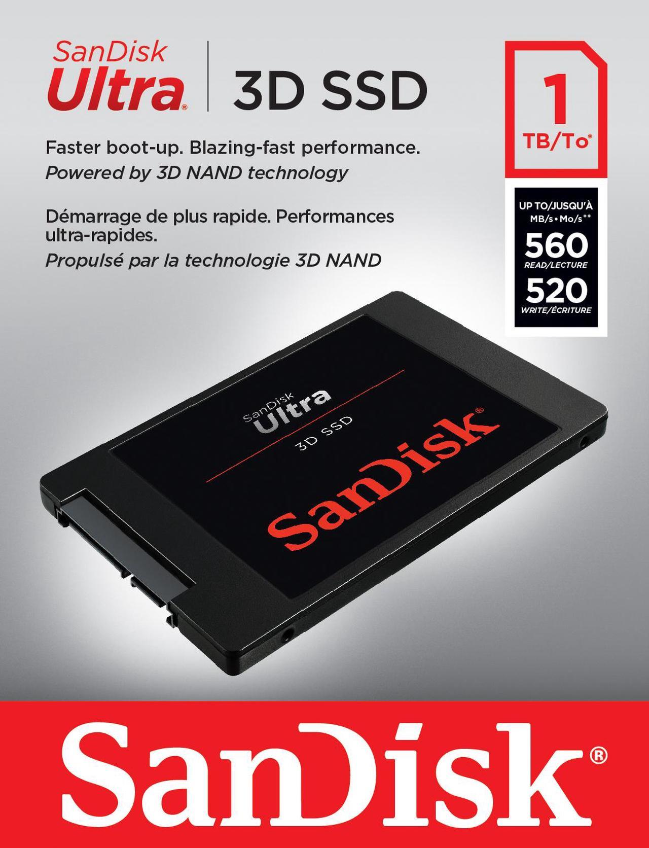 SanDisk Ultra 3D 2.5" 1TB SATA III 3D NAND Internal Solid State Drive (SSD) SDSSDH3-1T00-G26