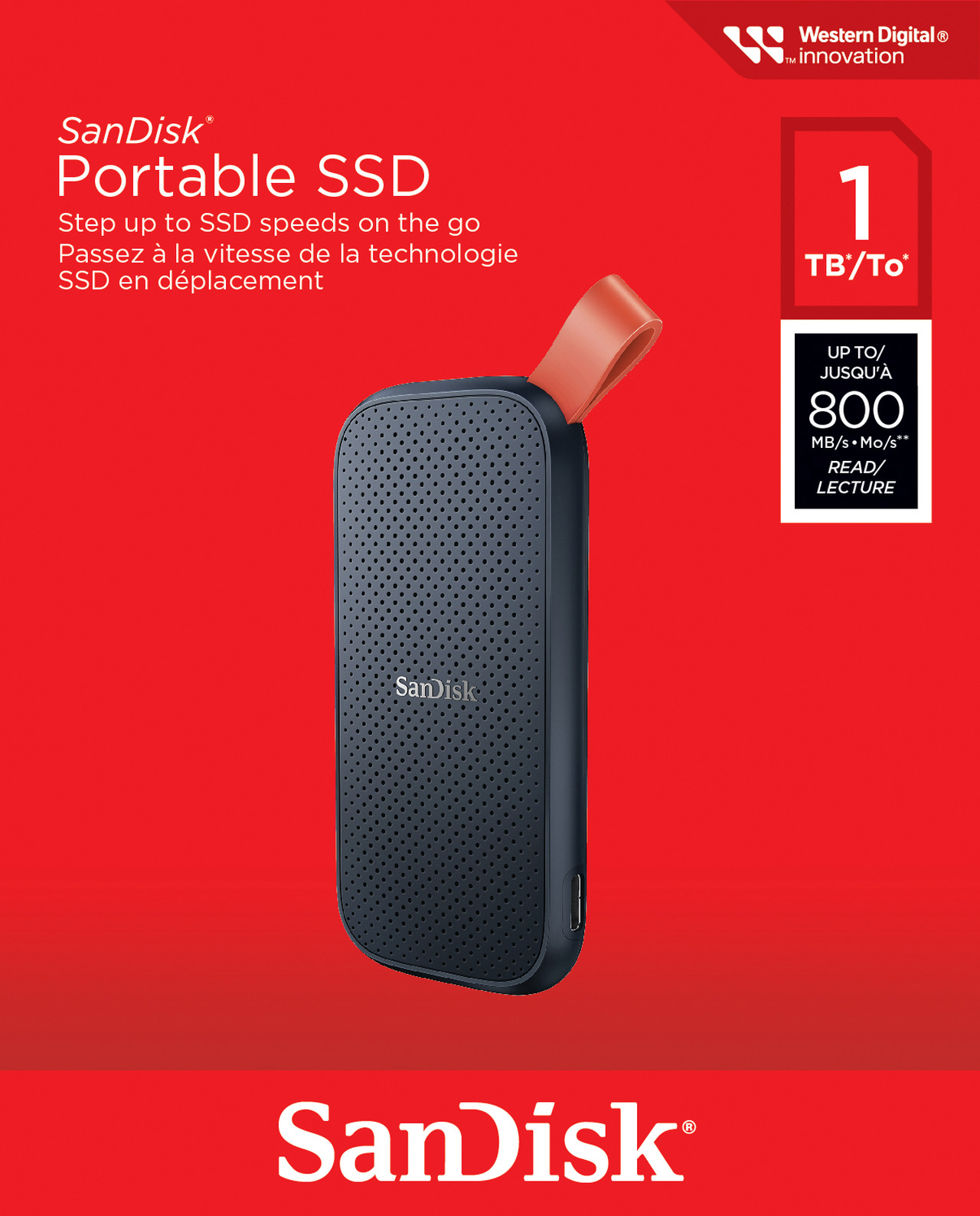 SanDisk 1TB Portable SSD – External Solid State Drive, Black, Model SDSSDE30-1T00-G26 (Up To 800MB/s)