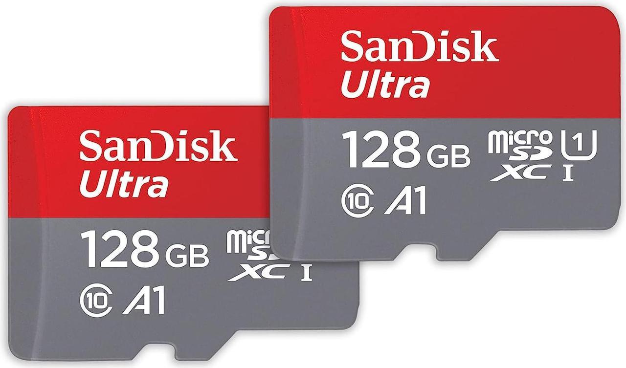 SanDisk 256GB (128GB x 2) Ultra microSDXC A1 UHS-I/U1 Class 10 Memory Card with Adapter, Speed Up to 140MB/s (SDSQUAB-128G-GN6MT)