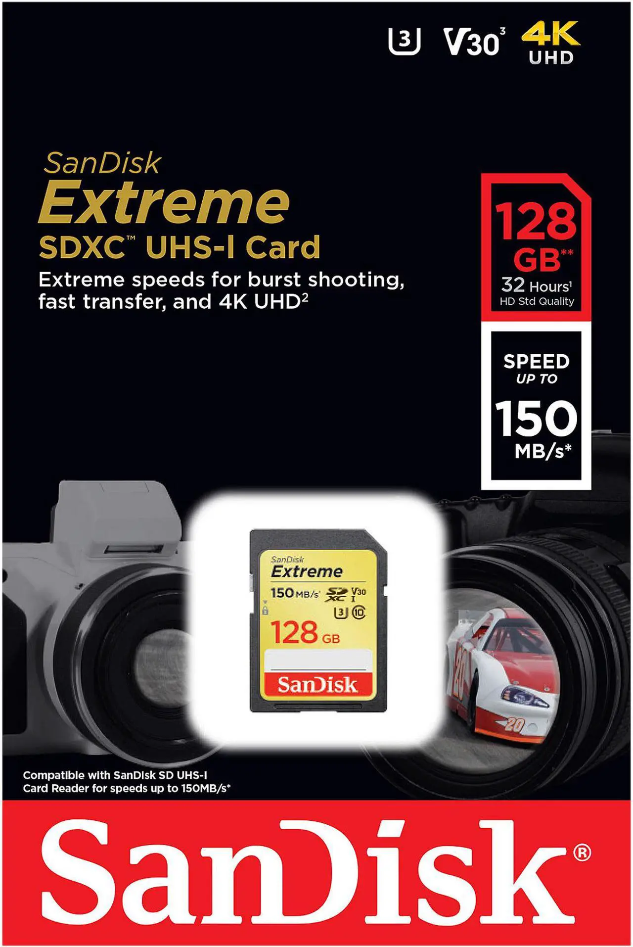 Alt view image 4 of 5 - SanDisk 128GB Extreme SDXC UHS-I/U3 Class 10 V 30 Memory Card, Speed Up to 150MB/s (SDSDXV5-128G-GNCIN)