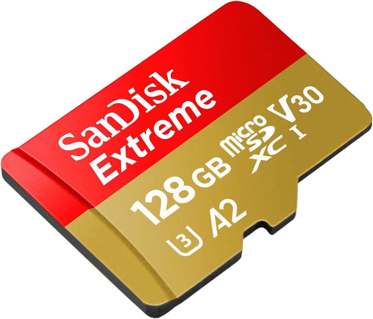 Alt view image 2 of 5 - SanDisk 128GB Extreme microSDXC UHS-I/U3 A2 Memory Card with Adapter, Speed Up to 160MB/s (SDSQXA1-128G-GN6MA)