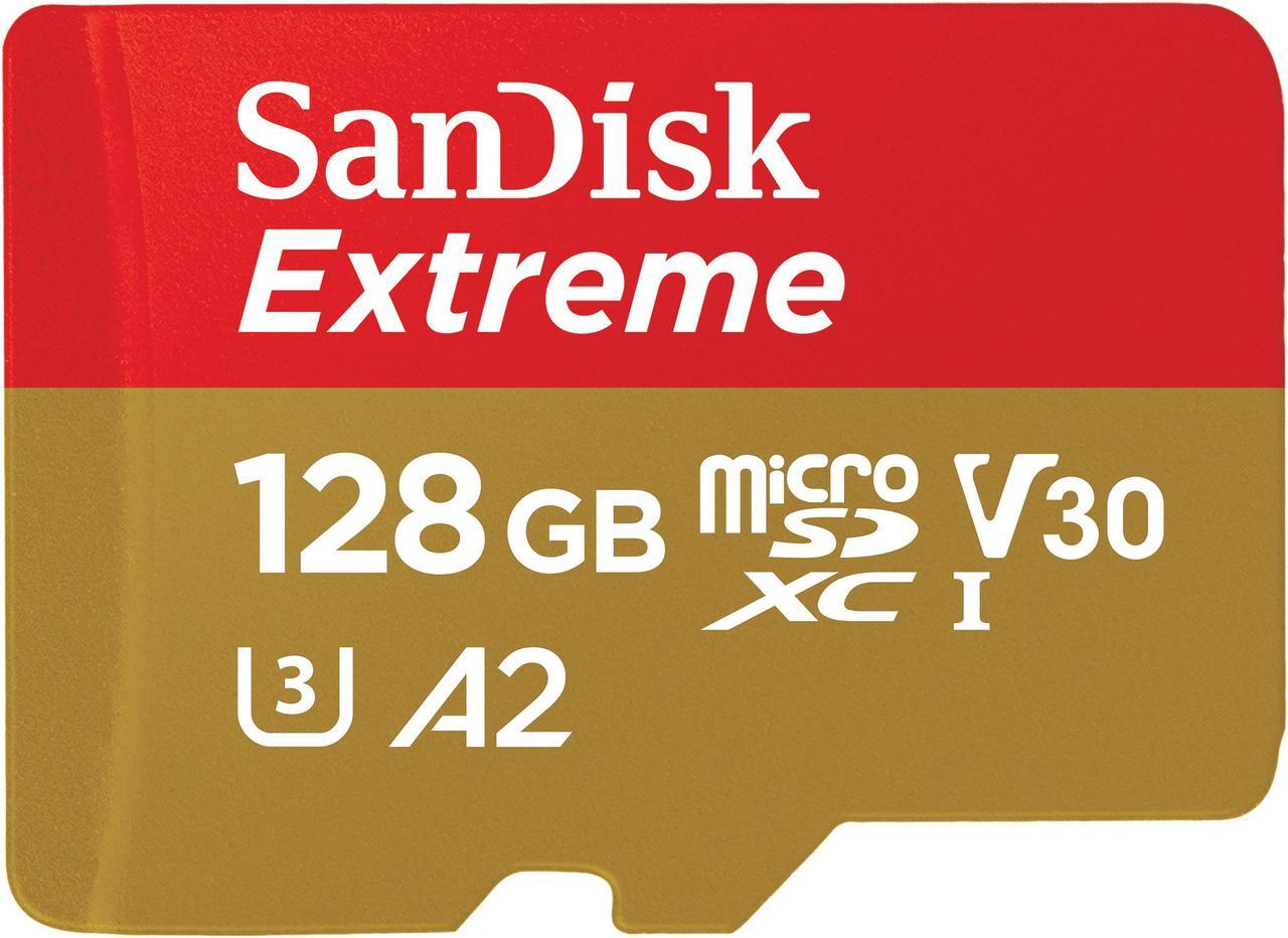 Main image of SanDisk 128GB Extreme microSDXC UHS-I/U3 A2 Memory Card with Adapter, Speed Up to 160MB/s (SDSQXA1-128G-GN6MA)