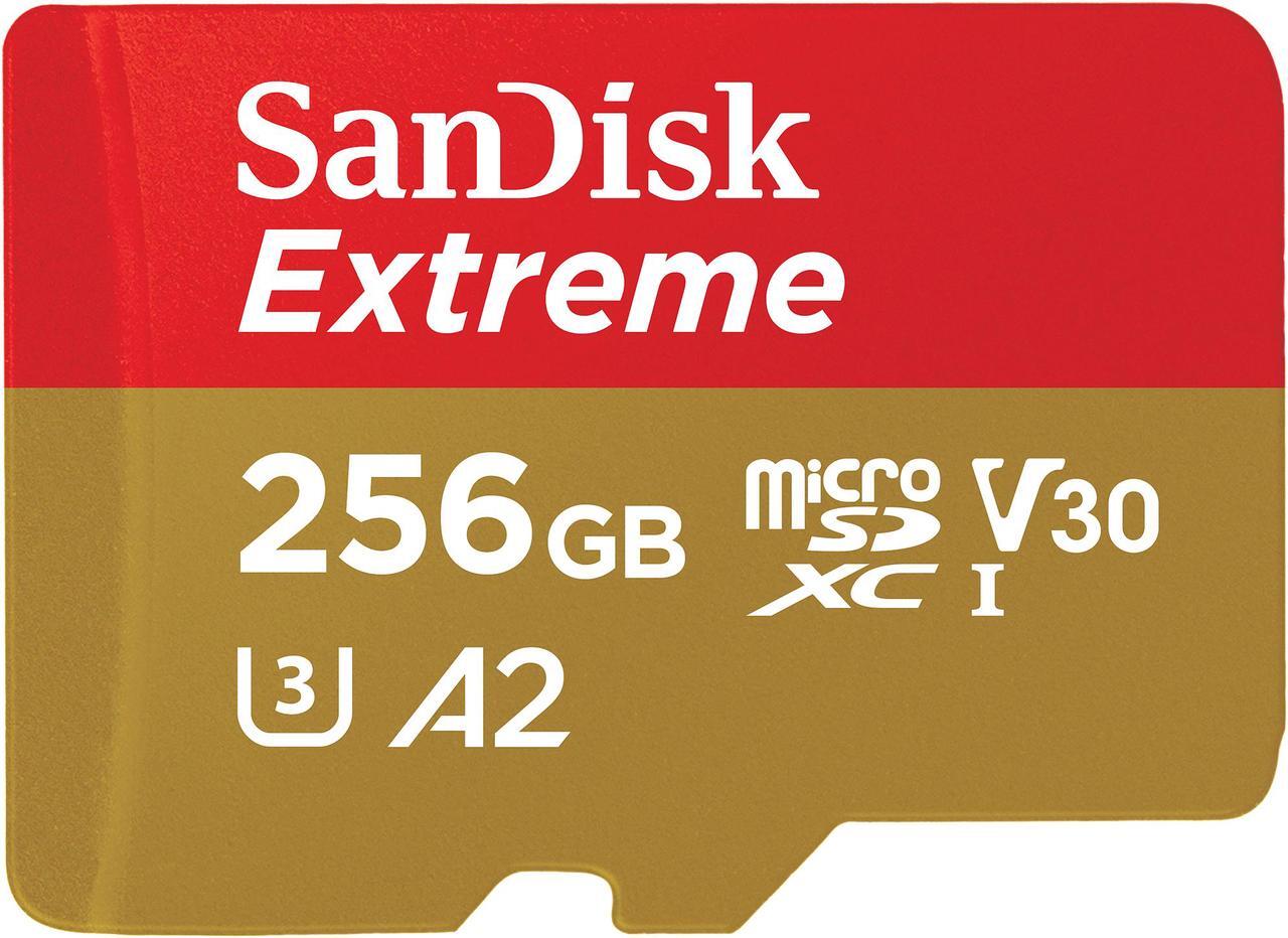 Main image of SanDisk 256GB Extreme microSDXC UHS-I/U3 A2 Memory Card with Adapter, Speed Up to 160MB/s (SDSQXA1-256G-GN6MA)