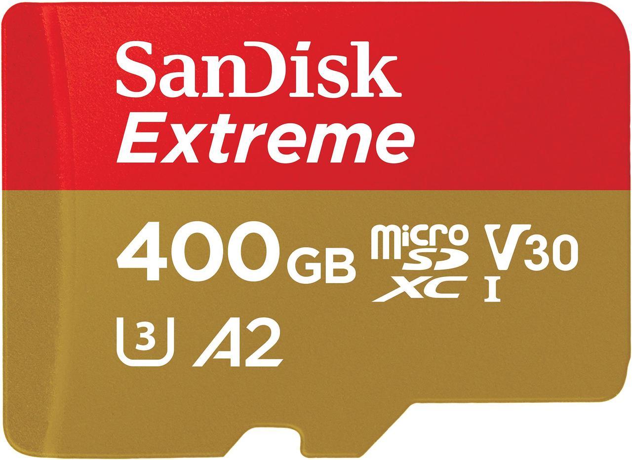 SanDisk 400GB Extreme microSDXC UHS-I/U3 A2 Memory Card with Adapter, Speed Up to 160MB/s (SDSQXA1-400G-GN6MA)