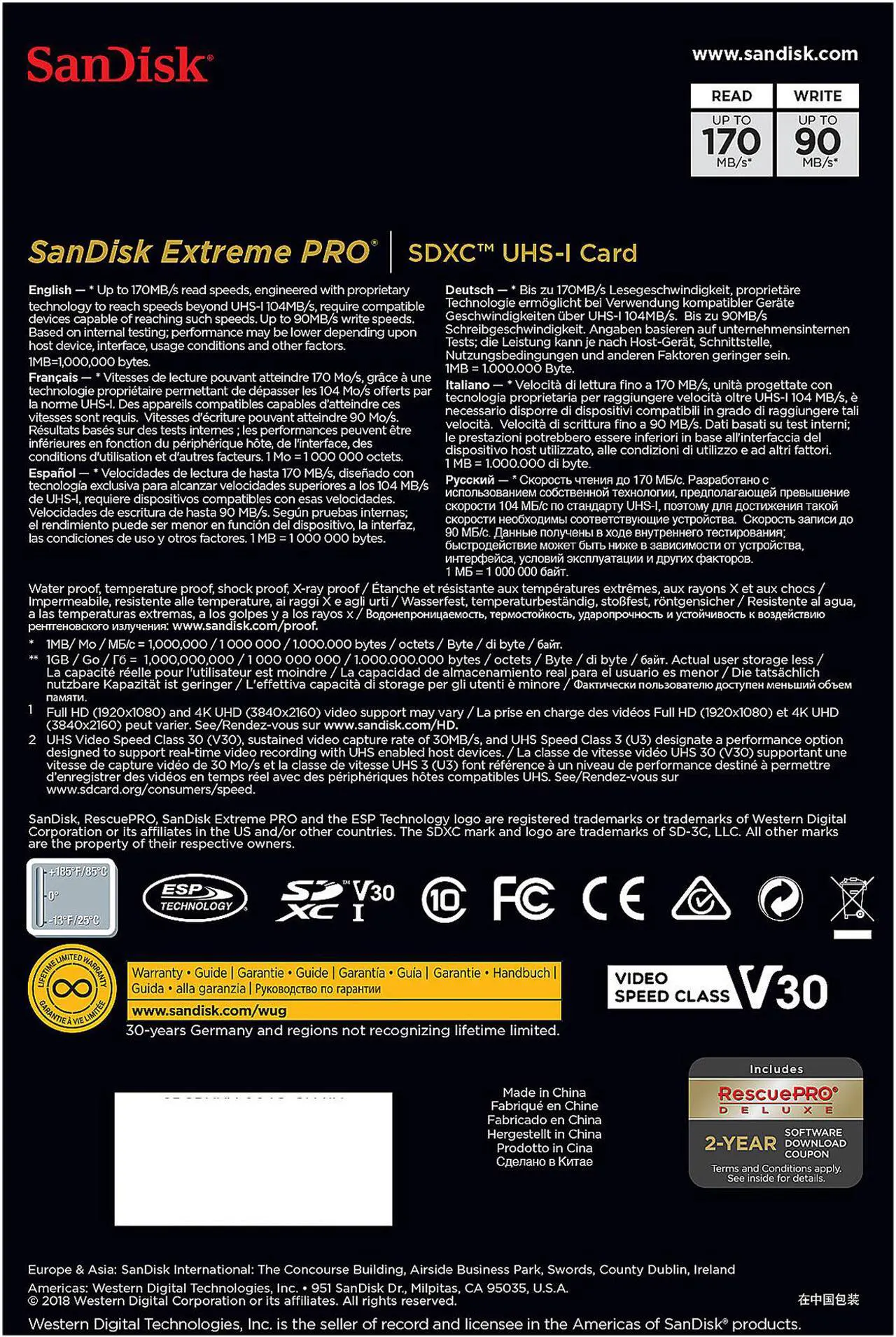 Alt view image 5 of 5 - SanDisk 64GB Extreme Pro SDXC UHS-I/U3 V30 Class 10 Memory Card, Speed Up to 170MB/s (SDSDXXY-064G-GN4IN)