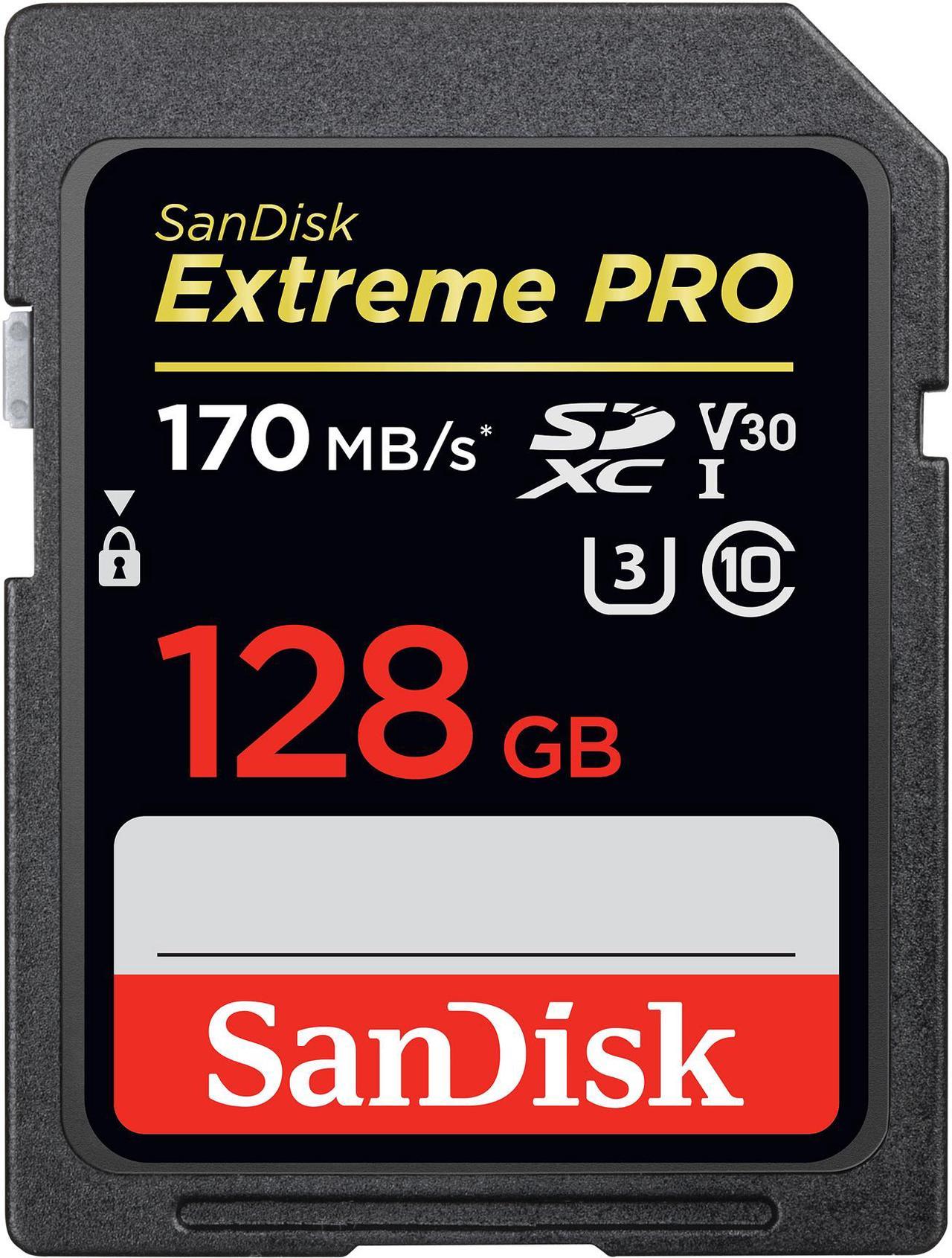 SanDisk 128GB Extreme Pro SDXC UHS-I/U3 V30 Class 10 Memory Card, Speed Up to 170MB/s (SDSDXXY-128G-GN4IN)