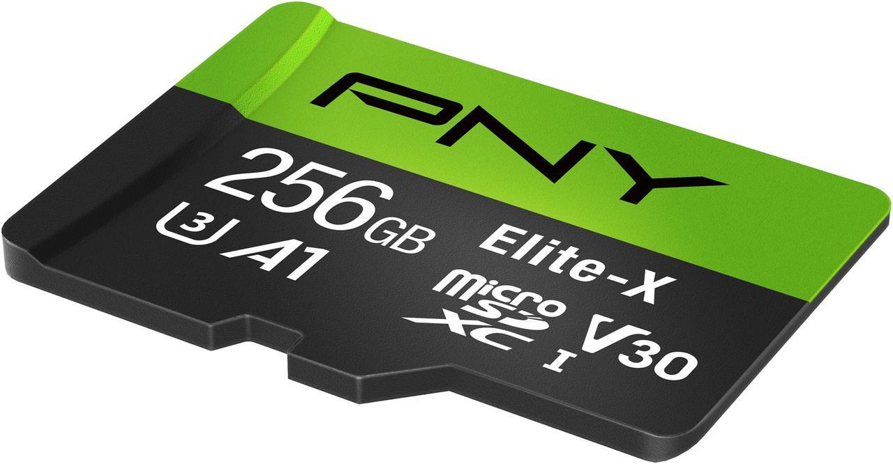 Alt view image 2 of 4 - PNY 256GB Elite-X microSDXC UHS-I/U3 Class 10 Memory Card with Adapter, Speed Up to 100MB/s (P-SDU256U3100EX-GE)