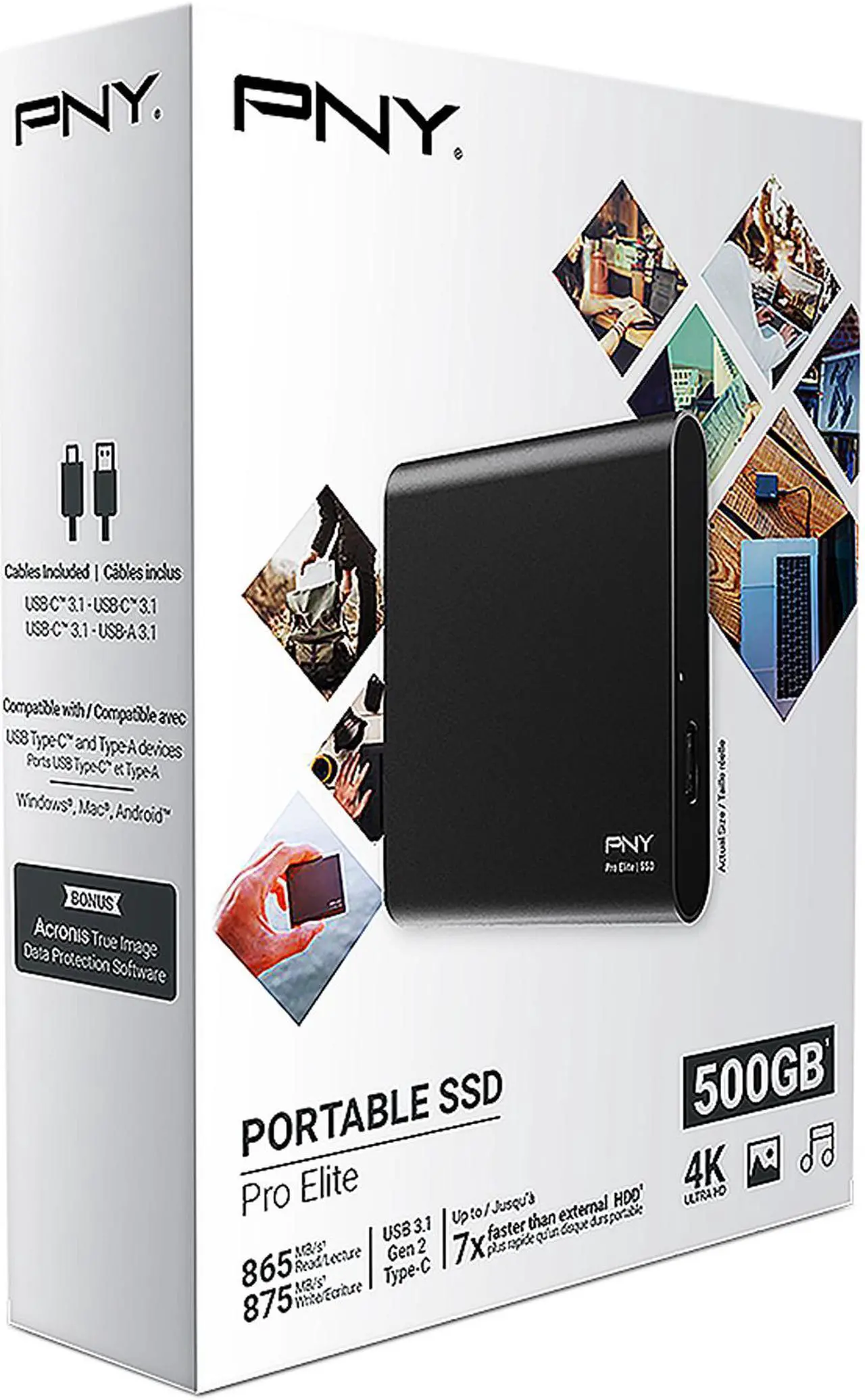 Alt view image 9 of 8 - PNY Pro Elite 500GB USB 3.1 Gen 2 Type-C Portable Solid State Drive