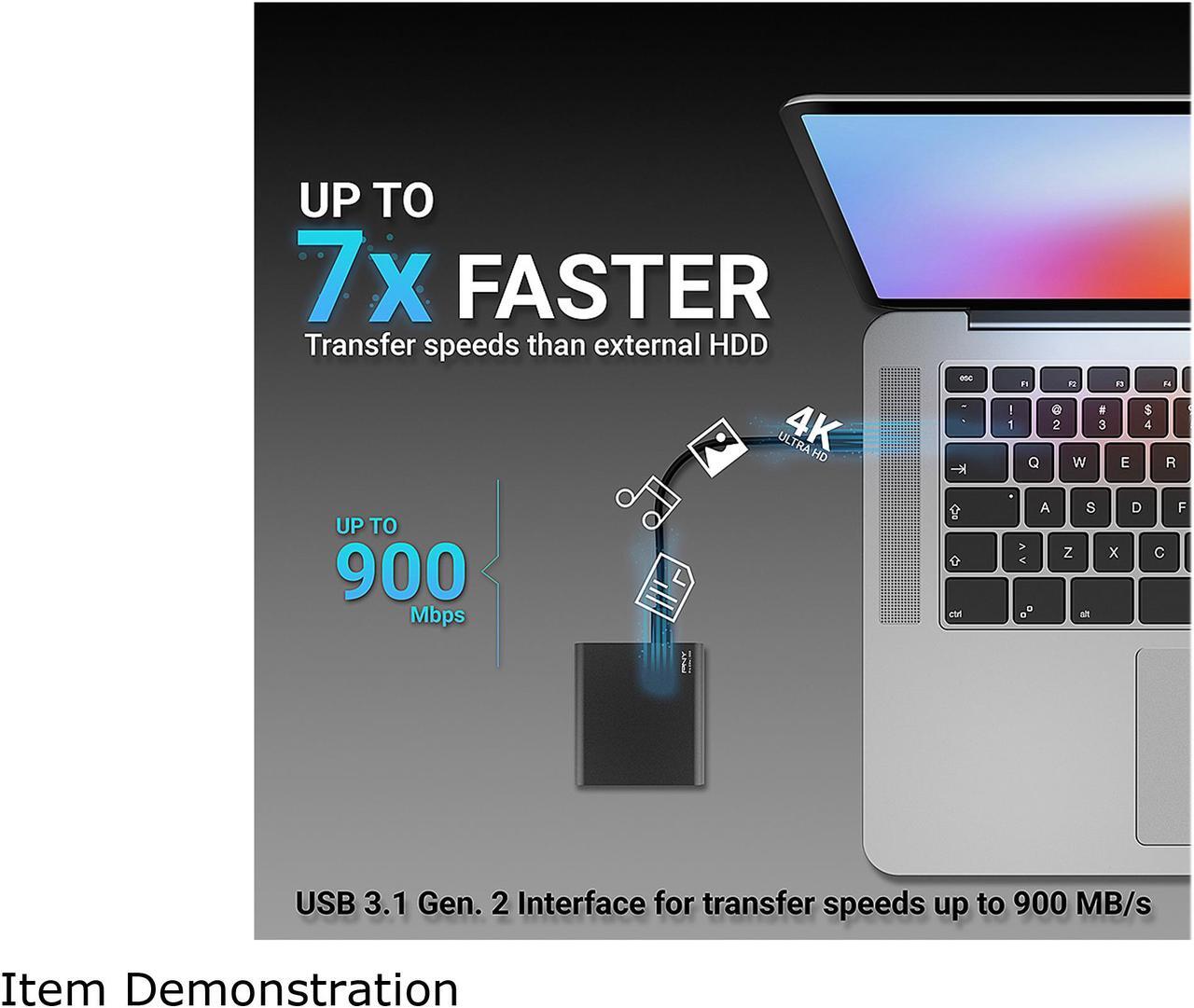 Alt view image 4 of 8 - PNY Pro Elite 1TB USB 3.1 Gen 2 Type-C Portable Solid State Drive